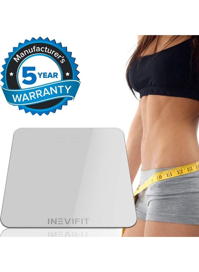 Digital Bathroom Body Scale Silver 11.81x10.24x0.71inch