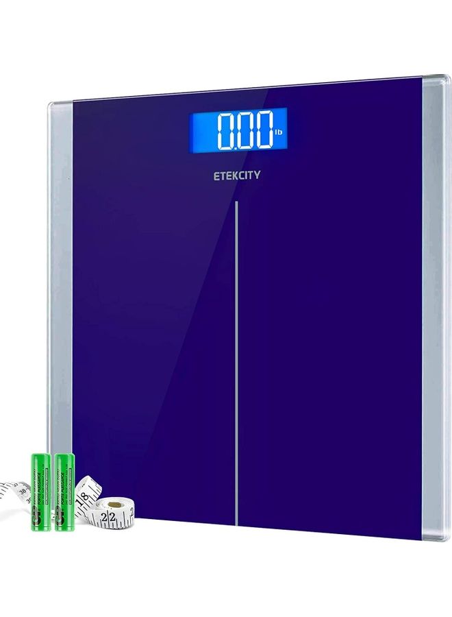 Digital Body Weight Bathroom Scale Blue/Silver 12x0.87x12inch