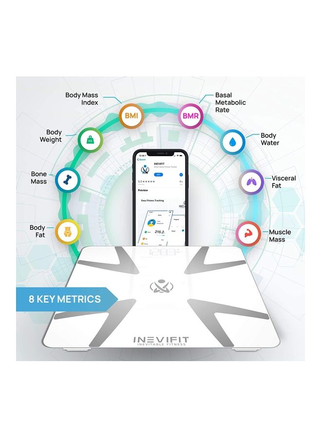 8 Key Metrics Digital Smart Body Fat Scale White 11inch