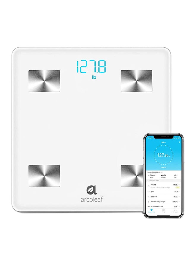 Digital Bluetooth Weight Scale White/Silver 11.8x11.8x1inch