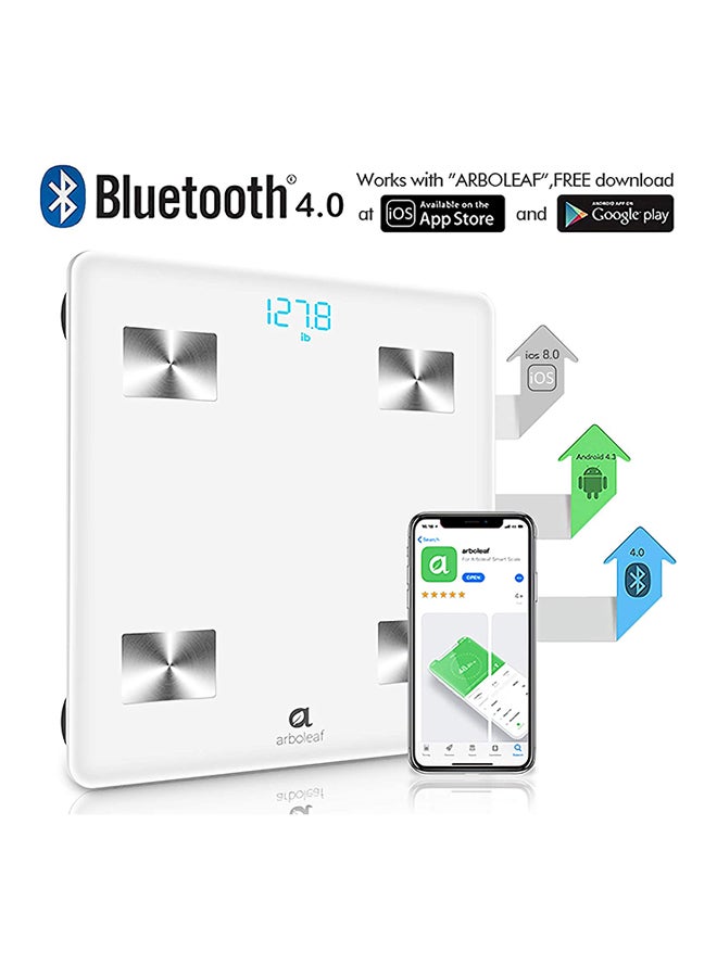 Digital Bluetooth Weight Scale White/Silver 11.8x11.8x1inch