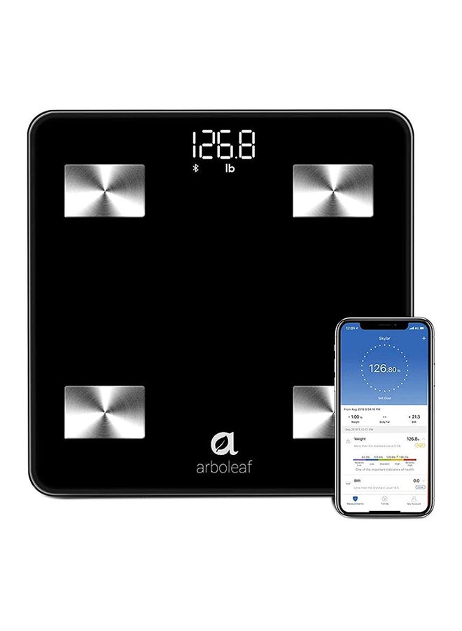 Digital Bluetooth Weight Scale Black/Silver 11.8x11.8x1inch