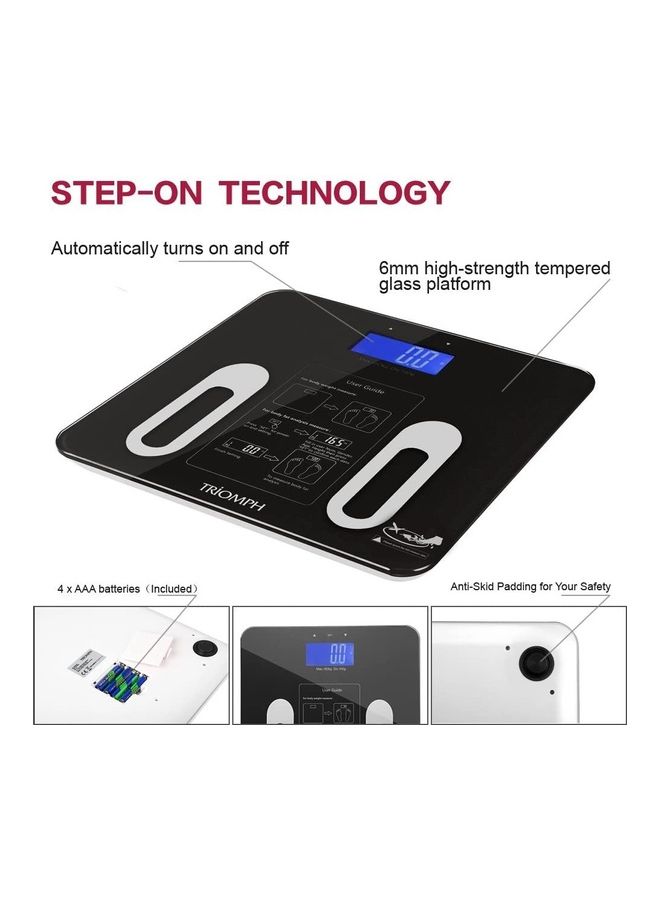 Digital Smart Weighing Scale Black 11x11x0.78inch