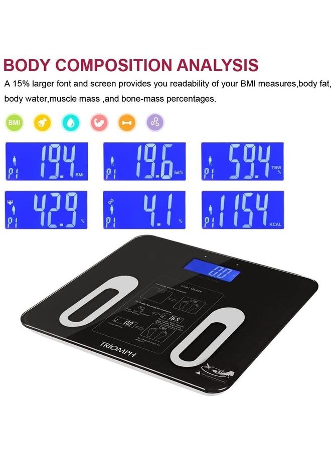 Digital Smart Weighing Scale Black 11x11x0.78inch