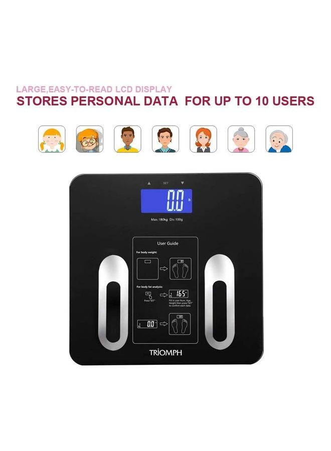 Digital Smart Weighing Scale Black 11x11x0.78inch