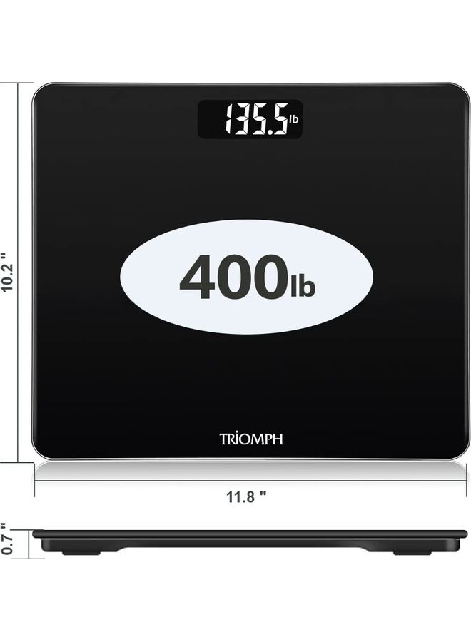 Digital Weighing Scale Black 11.8x10.2x0.7inch