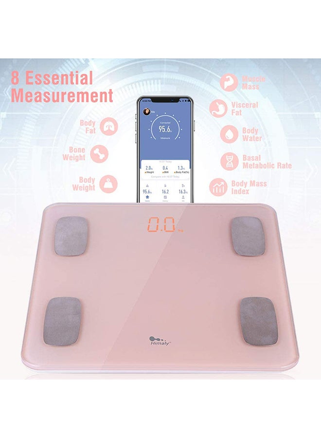 Smart Digital Weight Scales Pink 11x11x0.9inch