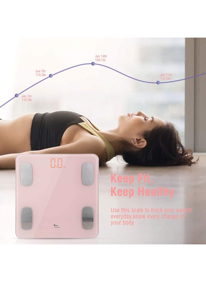 Smart Digital Weight Scales Pink 11x11x0.9inch