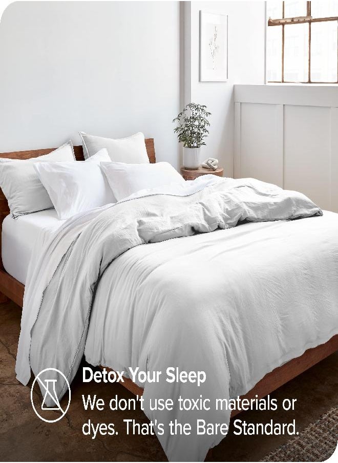 Bare Home Sandwashed Duvet Cover Oversized King Size - Premium 1800 Collection Duvet Set - Cooling Super Soft Duvet Covers ( Sandwashed White)