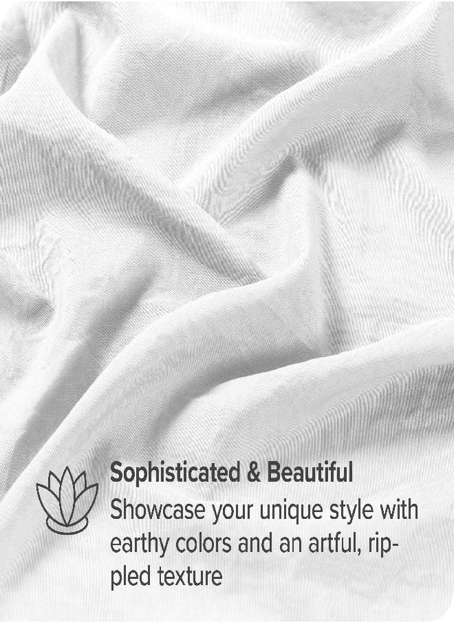 Bare Home Sandwashed Duvet Cover Oversized King Size - Premium 1800 Collection Duvet Set - Cooling Super Soft Duvet Covers ( Sandwashed White)