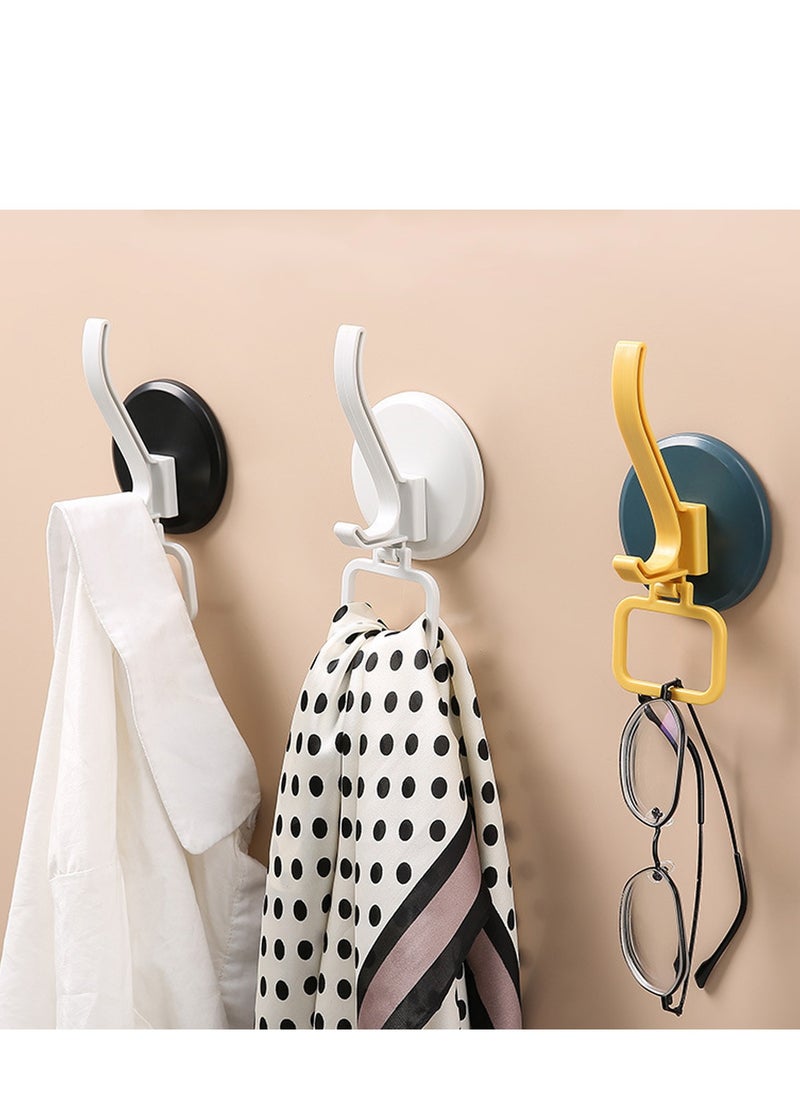 Self Adhesive Hooks Heavy Duty Bathroom Door Hooks Office Home Kitchen Stick on Hooks for Hanging Coats Towels Keys Waterproof, No Drill Glue Needed - 3 Pack (White Blue Black)