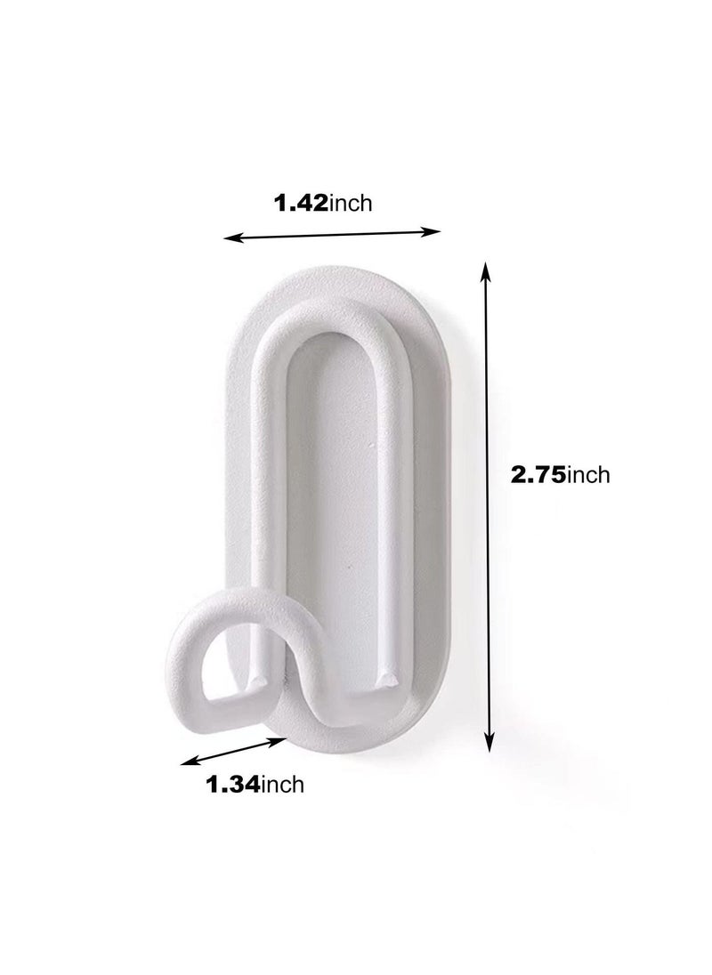 Adhesive Hooks, Matte White Towel Hook, Sticky Hanger for Kitchen and Door, Bathroom Wall Hooks for Hanging Towel Robe Hat Coat Key, 4Packs