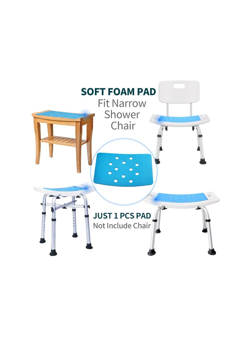 Bathroom Non Skid Shower Mat, Shower Stool Cushion Non Slip Soft Pad with Holes for Shower Chair Bath Seat, Bathroom Shower Chair Cushion, Waterproof, Soft Pad Cover Bath Stool for Elderly