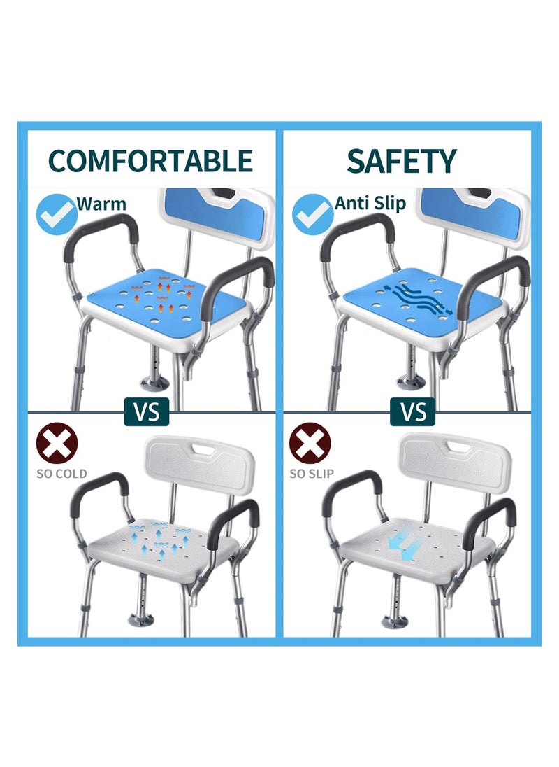 Bathroom Non Skid Shower Mat, Shower Stool Cushion Non Slip Soft Pad with Holes for Shower Chair Bath Seat, Bathroom Shower Chair Cushion, Waterproof, Soft Pad Cover Bath Stool for Elderly