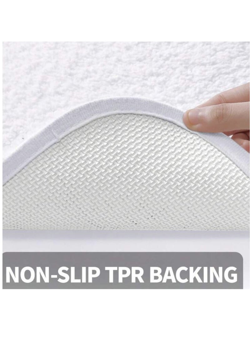 1-Piece Non-Slip Bath Rug For Bathroom Water Absorption Mat Polyester White 40x60 Centimeter