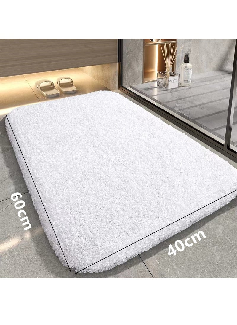 1-Piece Non-Slip Bath Rug For Bathroom Water Absorption Mat Polyester White 40x60 Centimeter