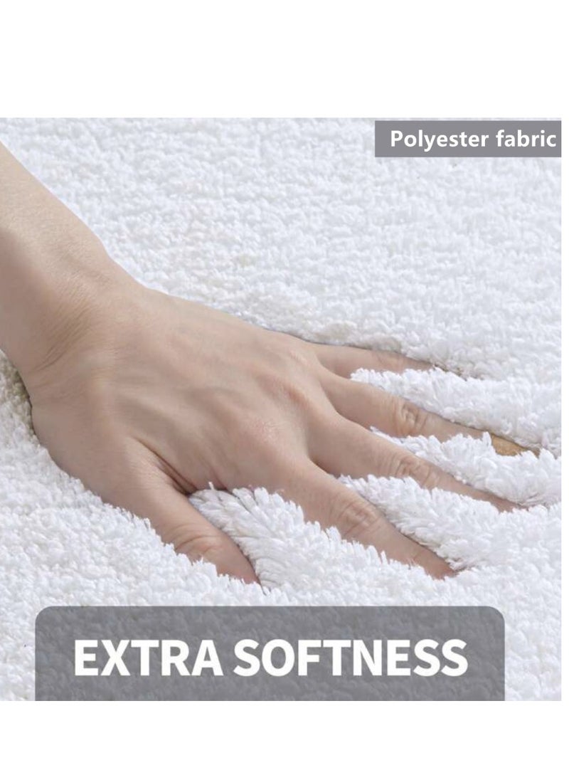 1-Piece Non-Slip Bath Rug For Bathroom Water Absorption Mat Polyester White 40x60 Centimeter