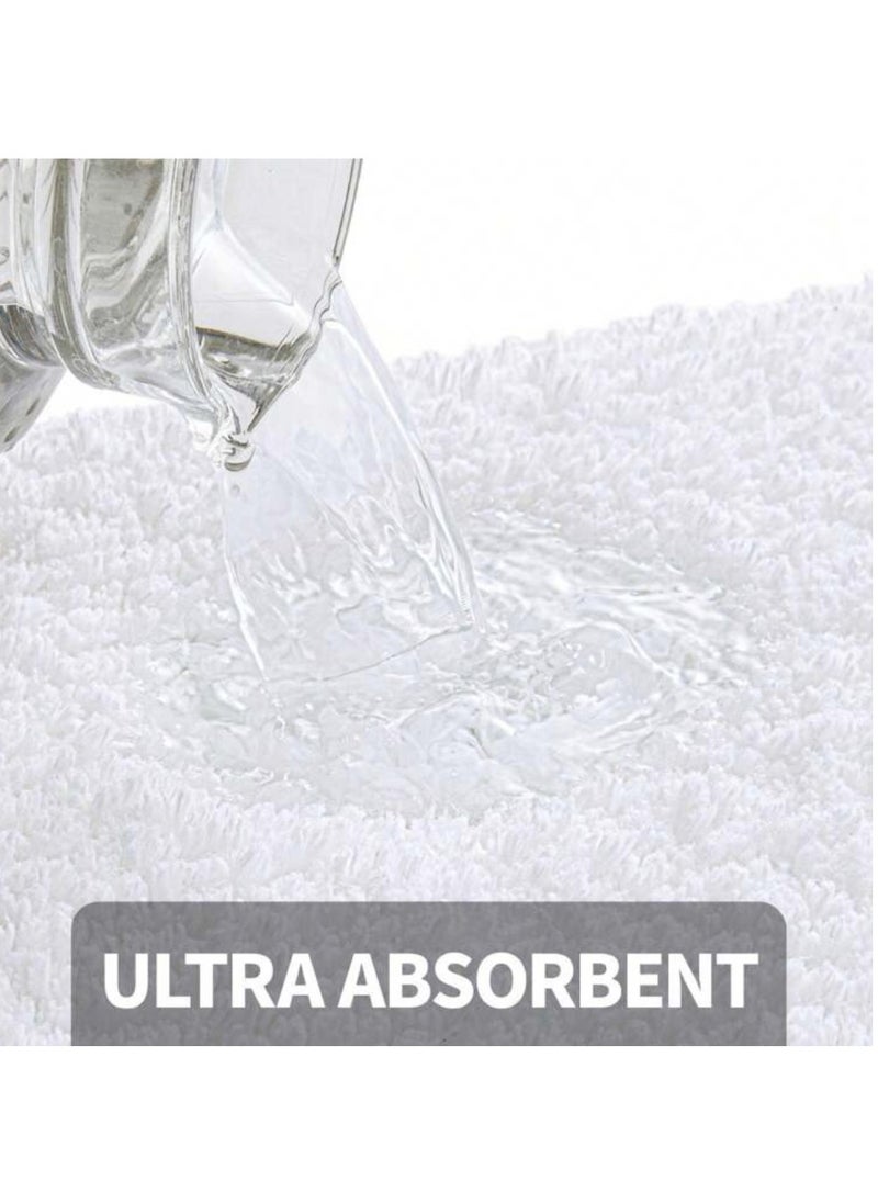 1-Piece Non-Slip Bath Rug For Bathroom Water Absorption Mat Polyester White 40x60 Centimeter