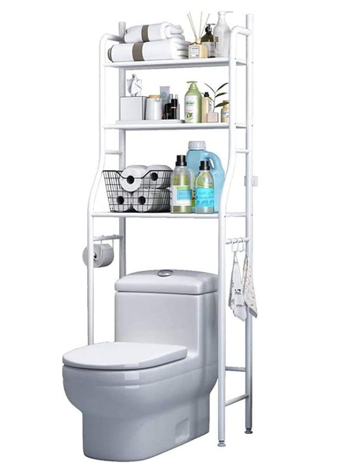 Toilet storage rack,3-tier bathroom storage shelf,over the bathroom shelf organizer stand,high capacity, bathroom space saving shelf,White