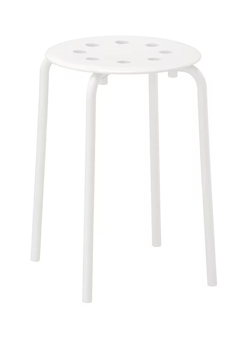 Stool Durable Plastic & Steel Lightweight Space Saving Anti-Slip Legs White 45 cm