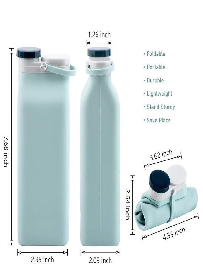 E-Senior Collapsible Water Bottle BPA Free - Foldable Water Bottle for Travel Sports Bottles with Triple Leak Proof Lightweight 20oz (Blue)