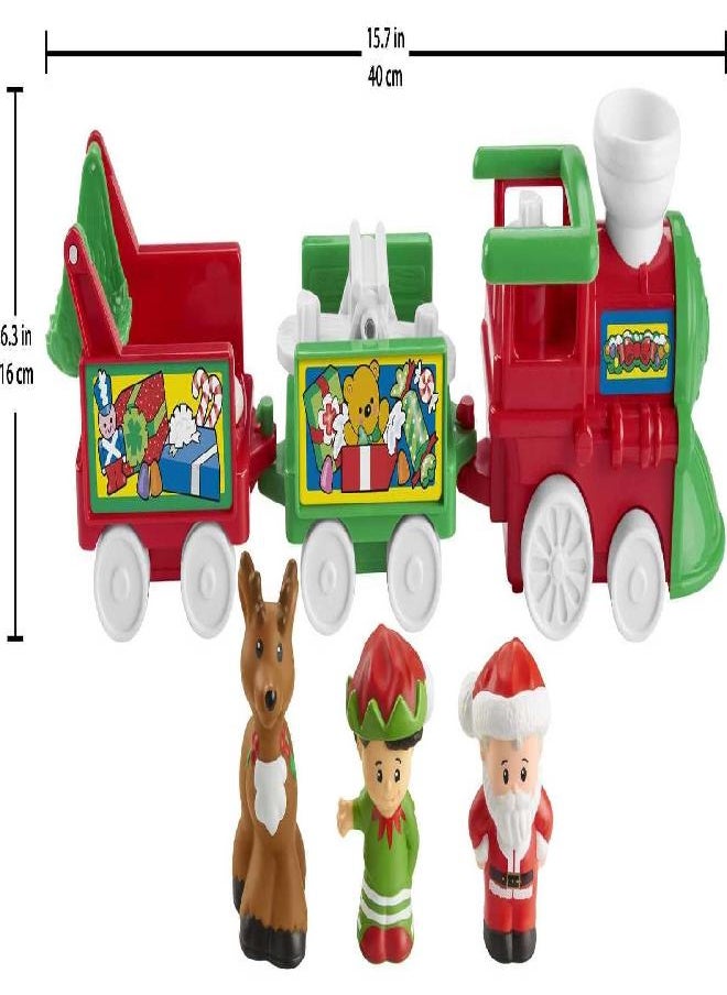 Fisher-Price Little People Toddler Toy Musical Christmas Train with Santa Elf & Reindeer Figures For Ages 1+ Years