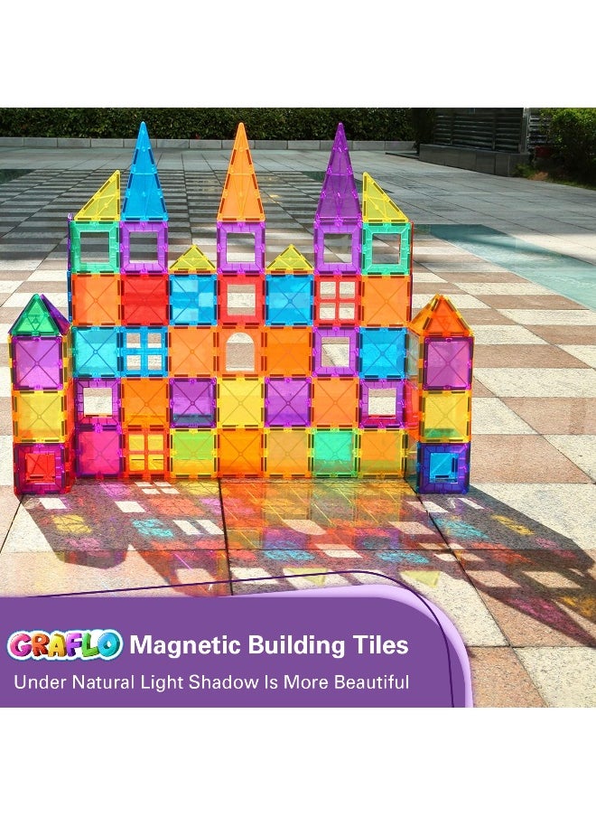 GRAFLO Magnetic Building Tiles  68 Pcs Set of Vibrant 3D Blocks, Encourages Creative Construction, Promotes Educational Brain Development, Stimulates Imagination, STEM Toy for Kids 3+ Years