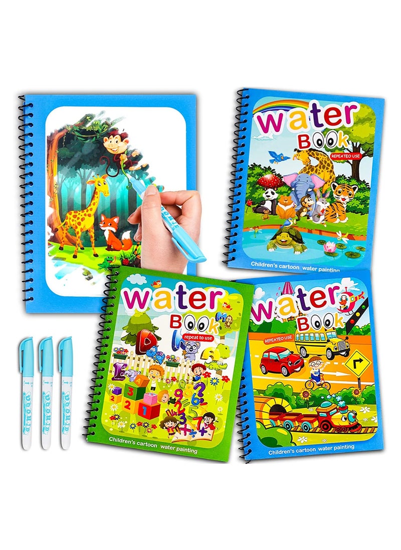 Water Magic Coloring Book Set for Kids - Reusable Drawing Fun with  Cartoon Animals & Alphabet - Ideal Gift for Toddlers (3 Pack)