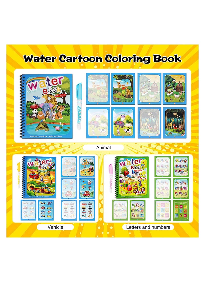 Water Magic Coloring Book Set for Kids - Reusable Drawing Fun with  Cartoon Animals & Alphabet - Ideal Gift for Toddlers (3 Pack)