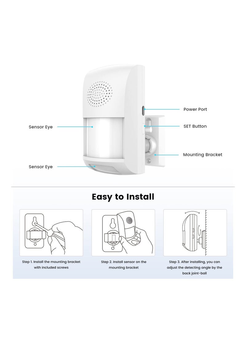 Upgraded Smart WiFi Motion Sensor Detector Alarm Indoor with Siren, Phone App, Alert History, Scheduled Working Times - Infrared Motion Sensor Alarm for Home Garage, Only Support WiFi 2.4G