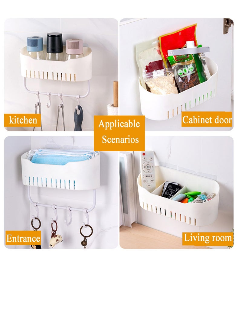 SYOSI Self-Adhesive Shower Caddy Bathroom Shower Organizer Accessories with Hook Up, No Drilling Home Shower Shelf for Inside Shower, Plastic Wall Basket for Kitchen Storage Rack (White)