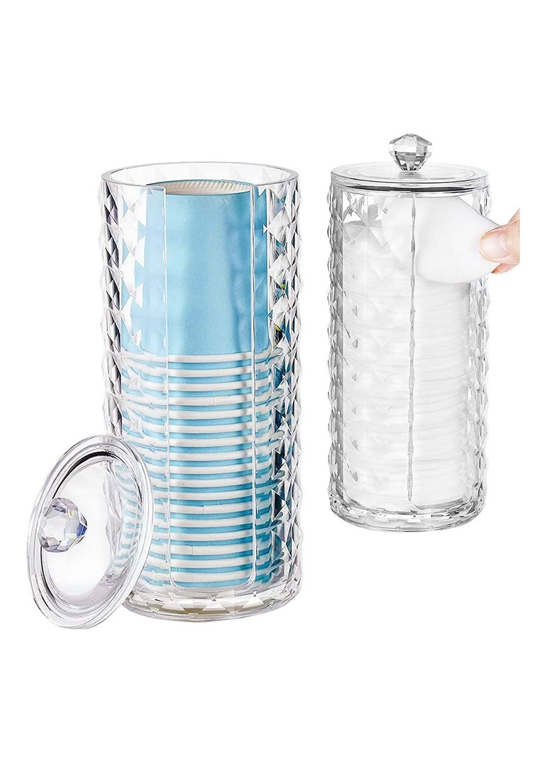 Acrylic Bathroom Cup Holder with Lid for 3oz to 4oz Disposable Clear Diamond Pattern for Mouthwash Cups Storage Vanity Makeup Organizer