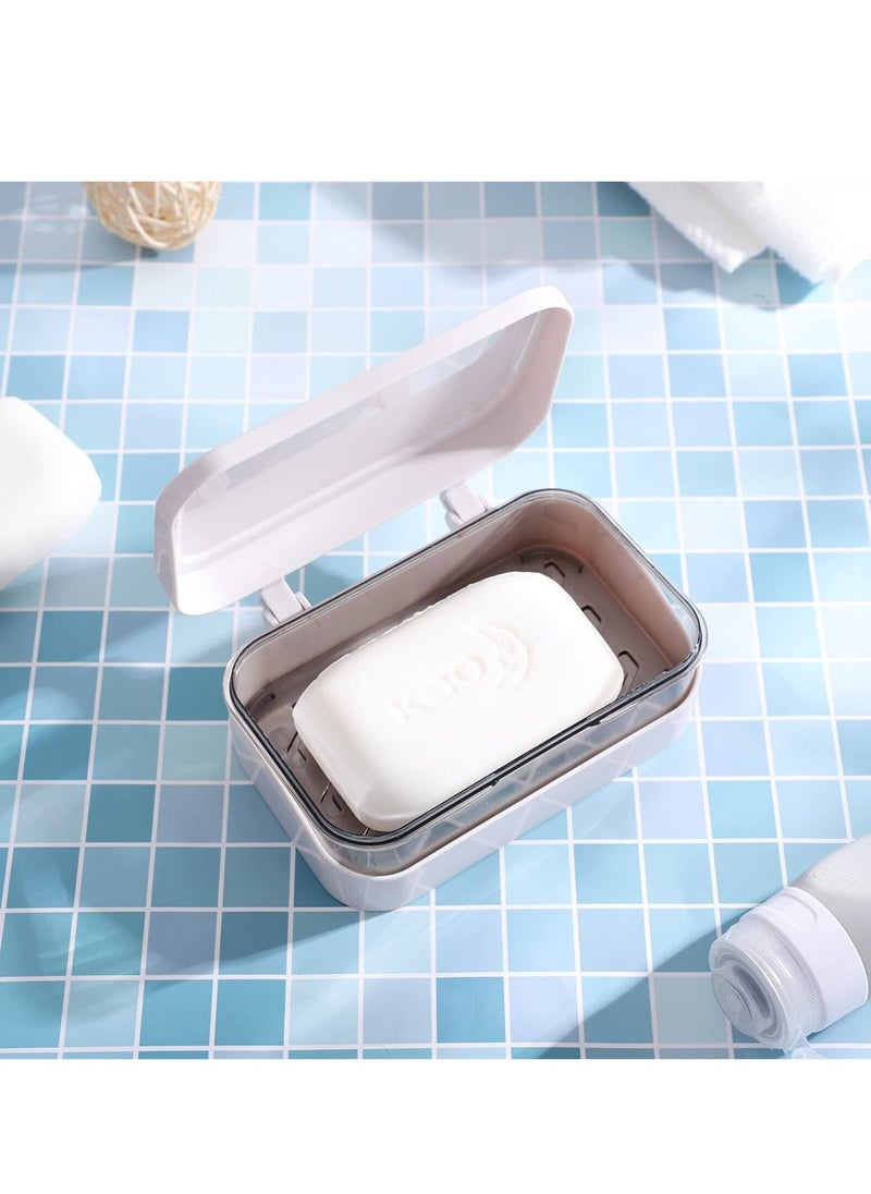 Soap Box 2Pcs Plastic Soap Case Holder with Removable Drainer and Lid Travel Soap Container Great Thickened Soap Dish Easy Cleaning Soap Box for Home Hotel Camping Gym Travel and More