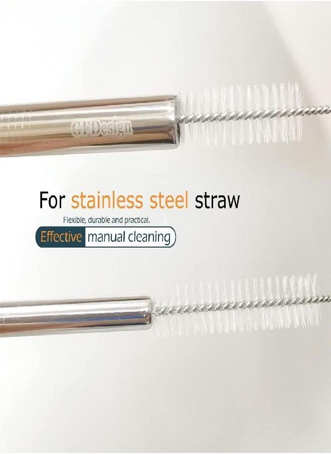 GFDesign Drinking Straw Cleaning Brushes Set Pipe Tube Cleaner Nylon Bristles Stainless Steel Handle - 8