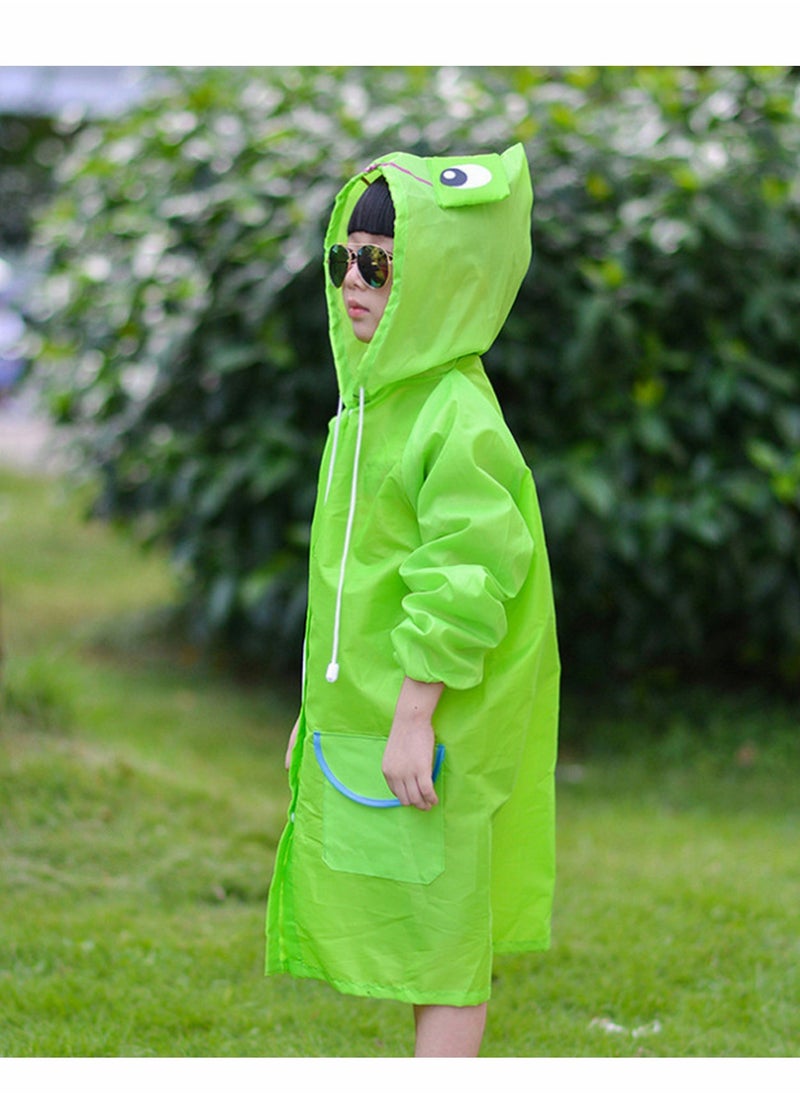 Children's raincoats, Cartoon Kids Rain Jacket, Blue CarGirls Hooded Rain Poncho Outdoors Kids Transparent Raincoat Student Rain Suit Waterproof Durable Windbreaker (Green Frog)