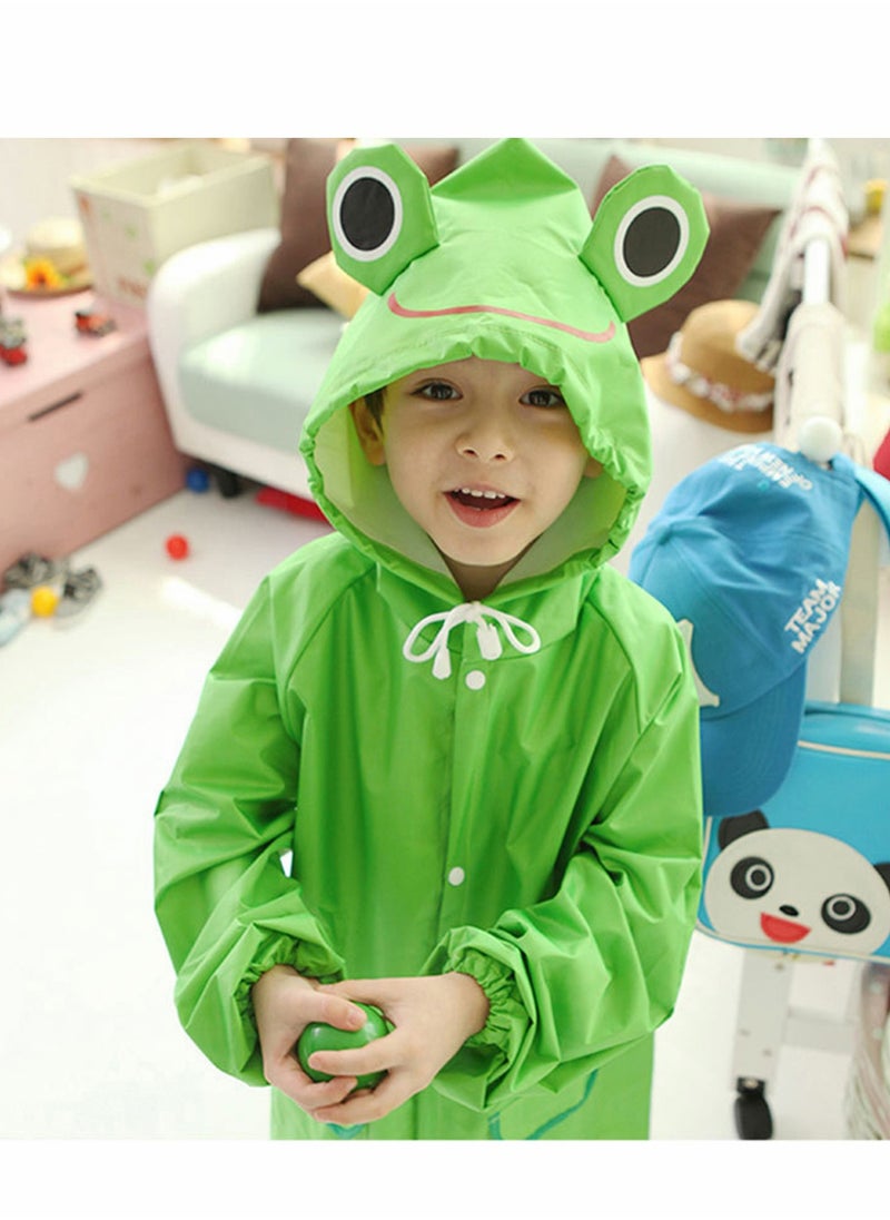 Children's raincoats, Cartoon Kids Rain Jacket, Blue CarGirls Hooded Rain Poncho Outdoors Kids Transparent Raincoat Student Rain Suit Waterproof Durable Windbreaker (Green Frog)