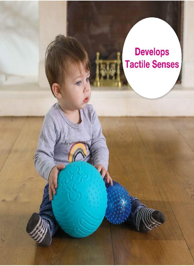 Edushape Texture-iffic Sensory Ball for Baby - 7” Baby Ball That Helps Enhance Gross Motor Skills for Kids 6 Months & Up - 1-Pack Toddler Ball for Baby with 8 Sections of Different Tactile Patterns