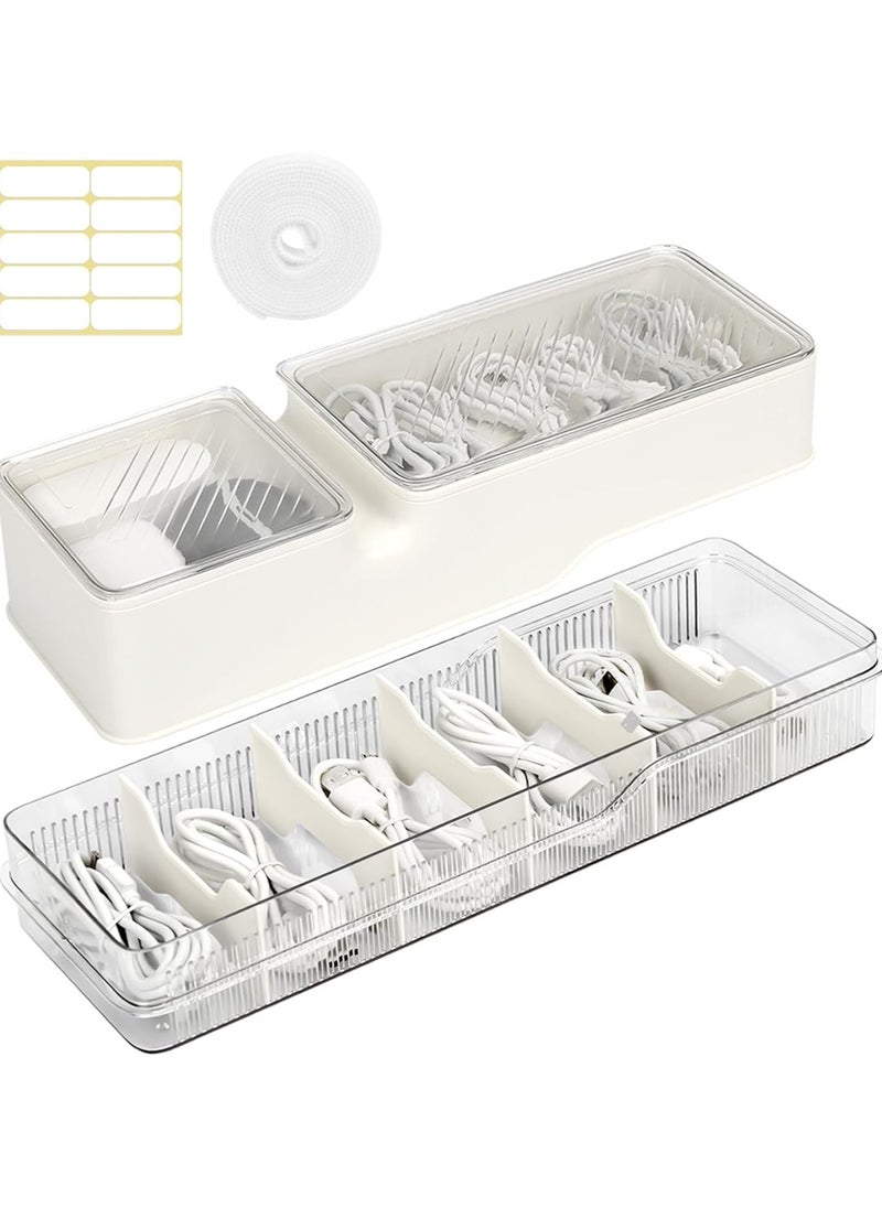 Double Layer Cord Organizer Box, Charger Organizer, Cord Storage Organizer, Charging Cord Organizer, Cord Organizer Case, Plastic Cable Organizer, Double Layer Electronics Organizer