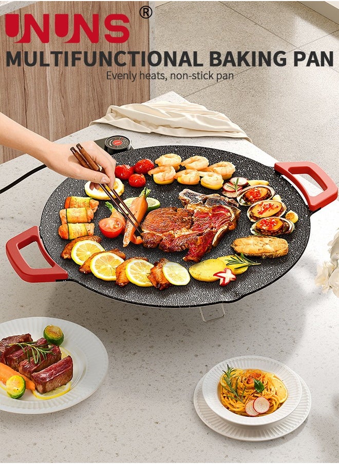 12Inch（32cm）Electric BBQ Grill,Smokeless Indoor,Dishwasher Safe,Nonstick,Adjustable Temperature,Fast Heat Up,With Brush And Tong,Low-Fat Meals Easy To Clean Design