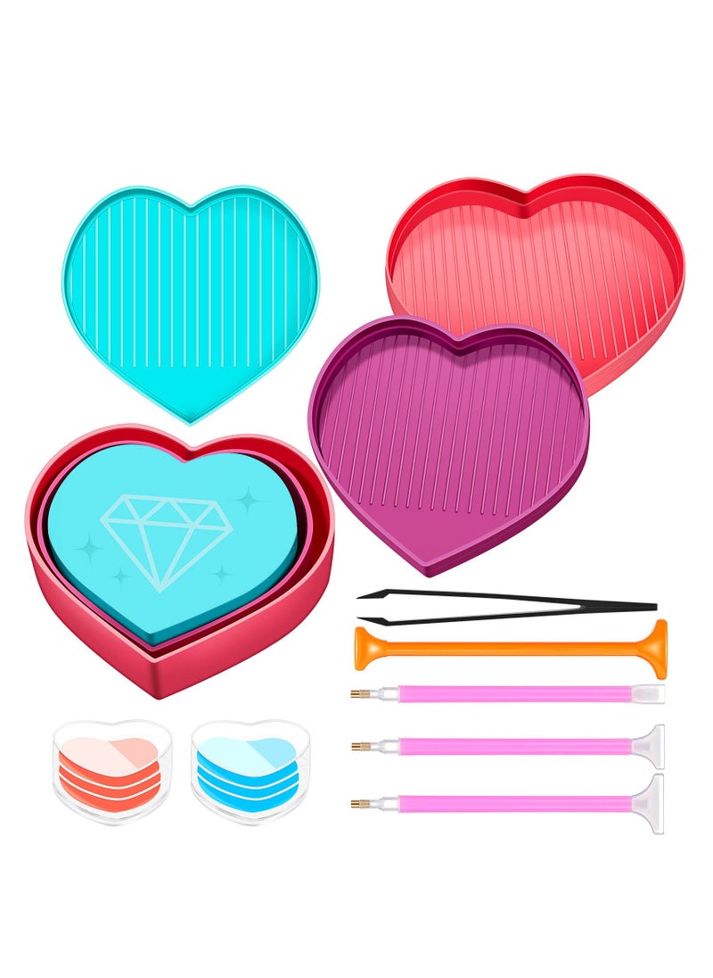 Diamond Painting Kit for Kids, Heart-Shaped Trays, Diamond Art Pens and Resin Tools for DIY Crafts