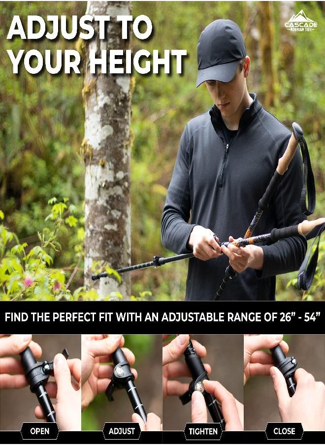 Cascade Mountain Tech Trekking Poles - Aluminum Hiking Walking Sticks with Adjustable Locks Expandable to 54