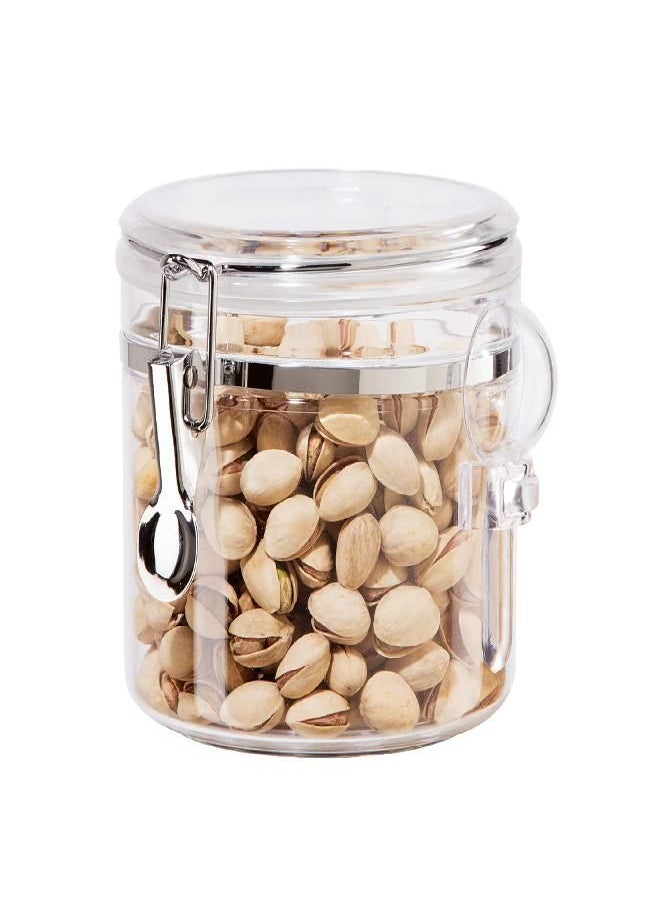 OGGI Clear Canister Airtight 38oz - Clamp Lid & Spoon - Airtight Food Storage Containers, Ideal for Kitchen & Pantry Storage of Bulk, Dry Food Including Flour, Sugar, Coffee, Rice, Tea, Spices & Herbs