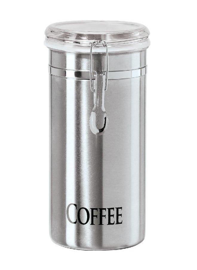 OGGI Stainless Steel Canister 62oz - Airtight Clamp Lid, Clear See-Thru Top - Ideal for Coffee Bean/Ground Coffee /Kitchen/ Pantry Storage. Large Size 5