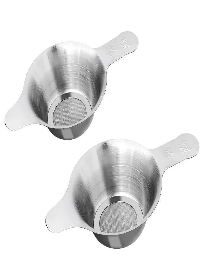 ICYANG Tea Strainer, 2pcs Different Size Stainless Steel Coffee Strainer Fine Mesh Tea Infuser Funnel Leaf Filter with Double Handle Mini Fine Mesh Strainer Making Flour Sugar