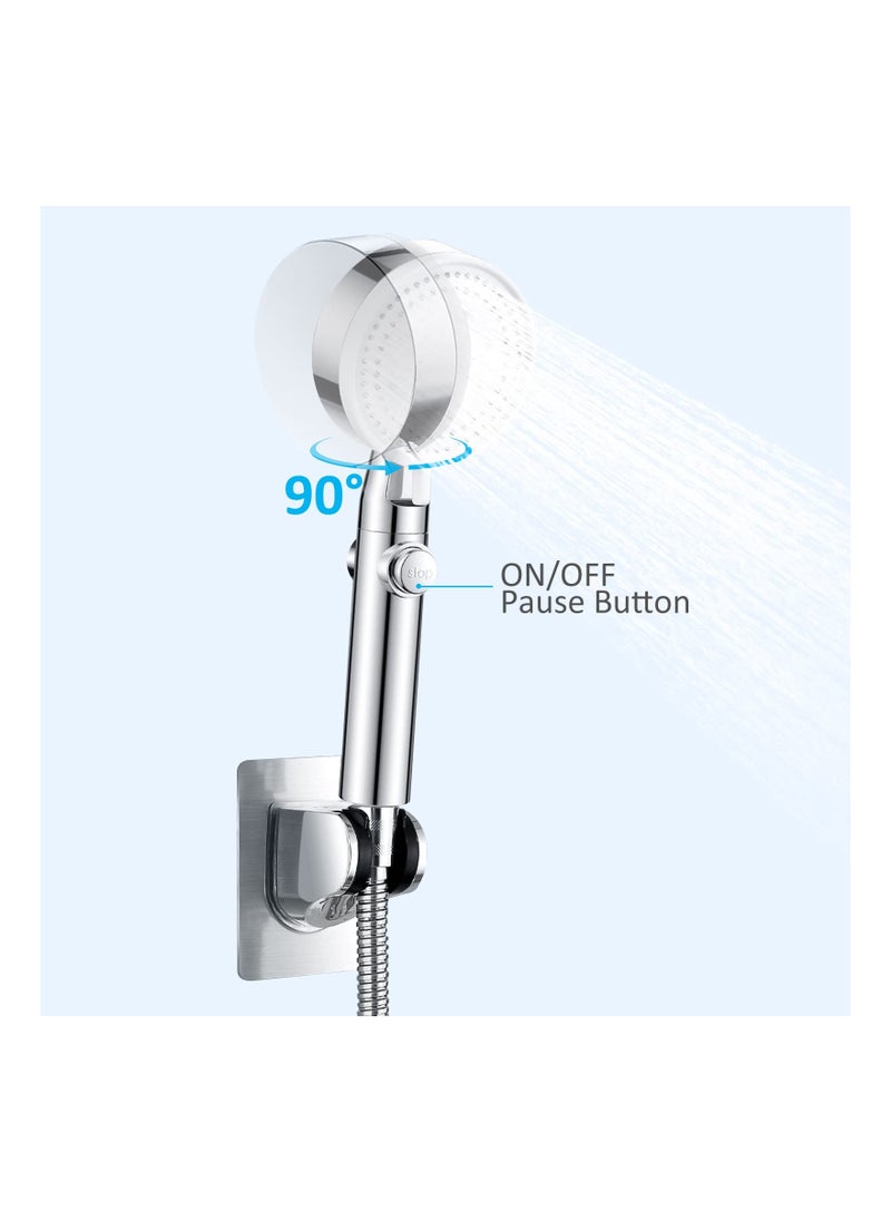 High Pressure Handheld Shower Head with ON/OFF Pause Switch, 5 Powerful Spray Modes, Detachable Shower  with Hose & Bracket for Ultimate Shower Experience