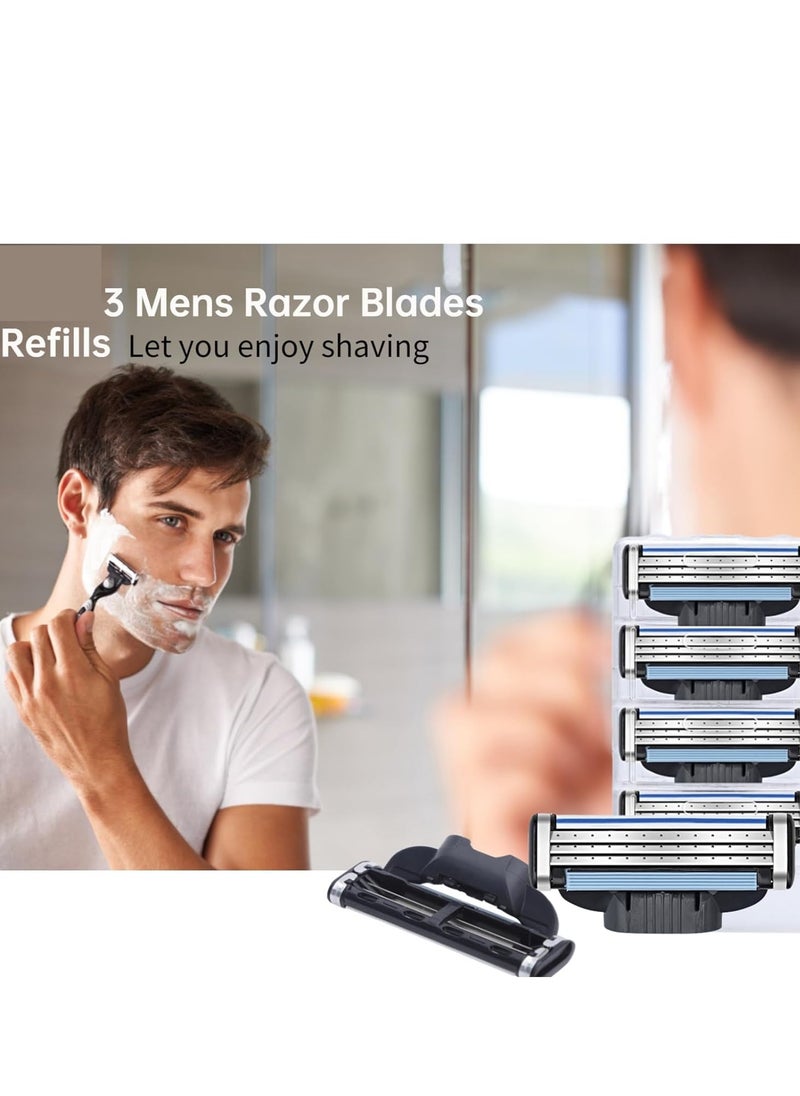Razor Blades Refills for Mach 3, Manual Turbo Mens Razor Blade 3 Layers Refills, Hair Removal Device Blades for Men, Designed for Sensitive Skin-Use with Shaving Cream for Shaving 8Pcs