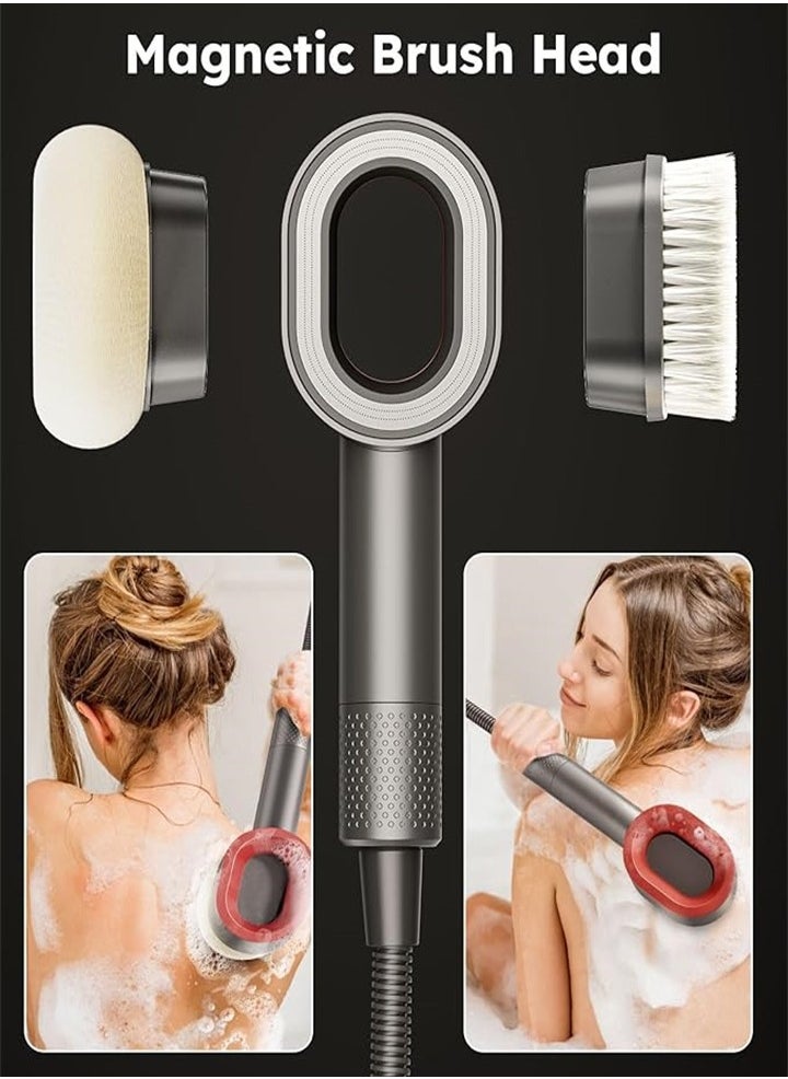 Handheld filter shower head removes chlorine, suitable for spa experience, dry skin and hair care, with two brush heads