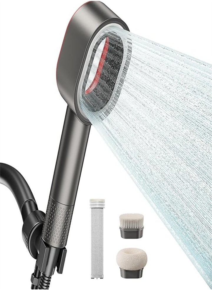 Handheld filter shower head removes chlorine, suitable for spa experience, dry skin and hair care, with two brush heads