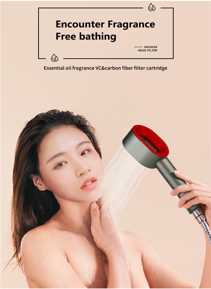 Handheld filter shower head removes chlorine, suitable for spa experience, dry skin and hair care, with two brush heads