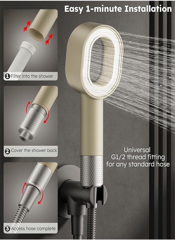 Handheld filter shower head removes chlorine, suitable for spa experience, dry skin and hair care, with two brush heads